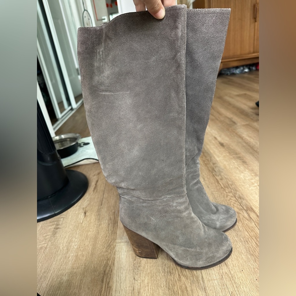 Jeffrey Campbell Gray Suede Knee-High Boots